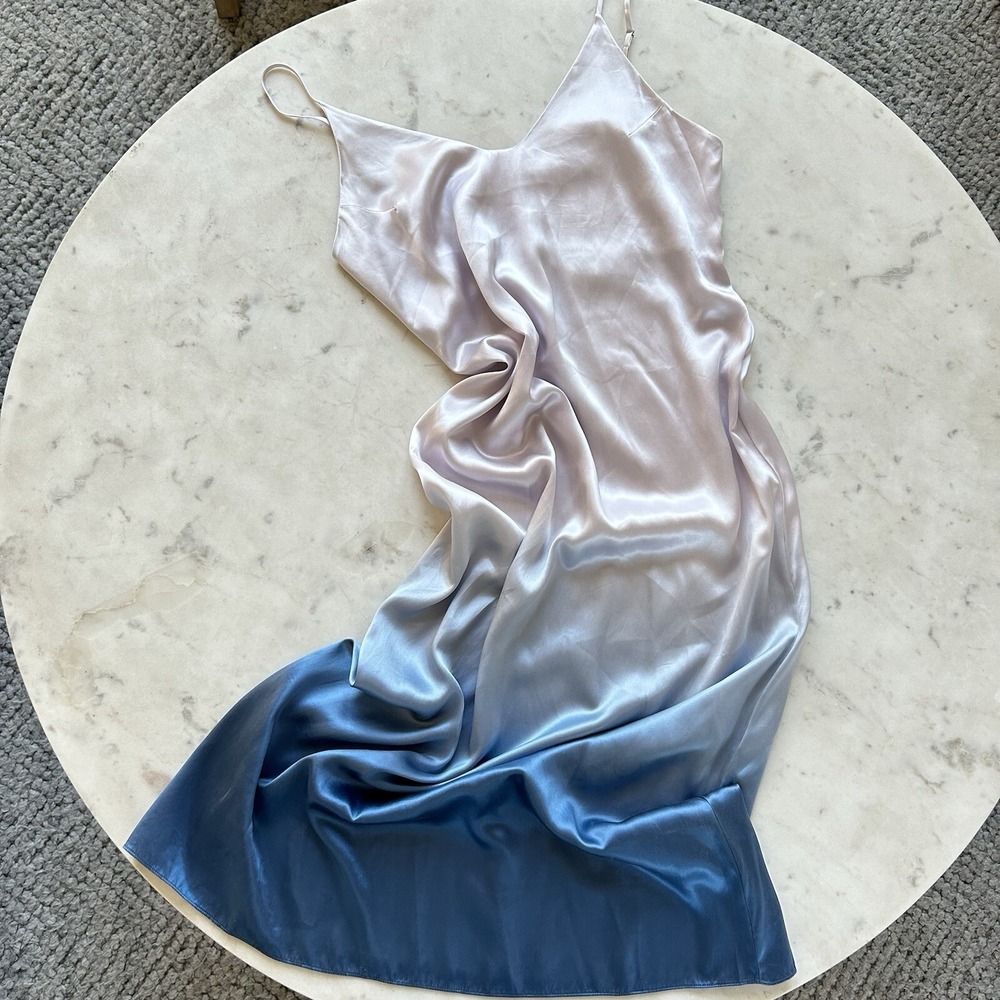 Reformation Ombré Sofia 100% Silk Slip Midi Dress Blue Lavender size 0 $278 Prom - Picture 2 of 14